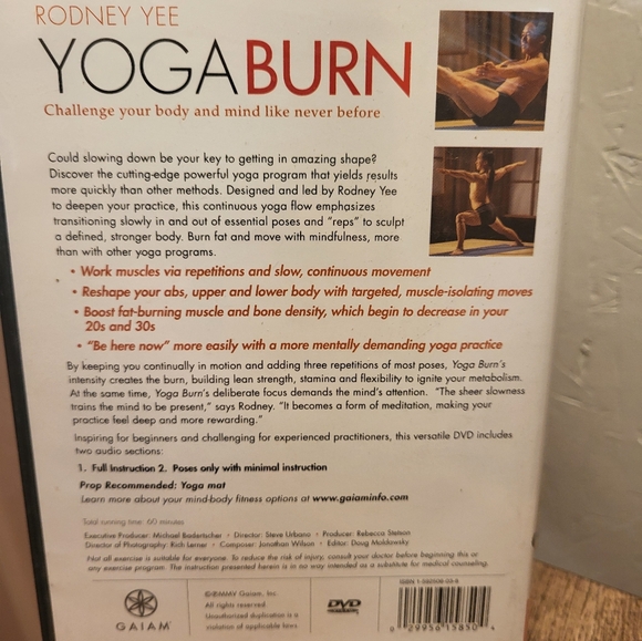 🌟3 for30🌟 Yoga Burn (DVD, BRAND NEW) Challenge Your Body & Mind / Gaiam - Picture 4 of 4